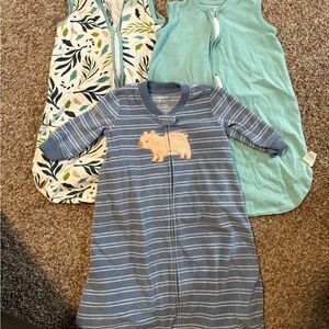 Blue Striped Kids Pajamas with Animal Design